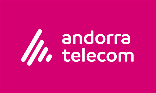 Logo negatiu amb dues línies Andorra Telecom